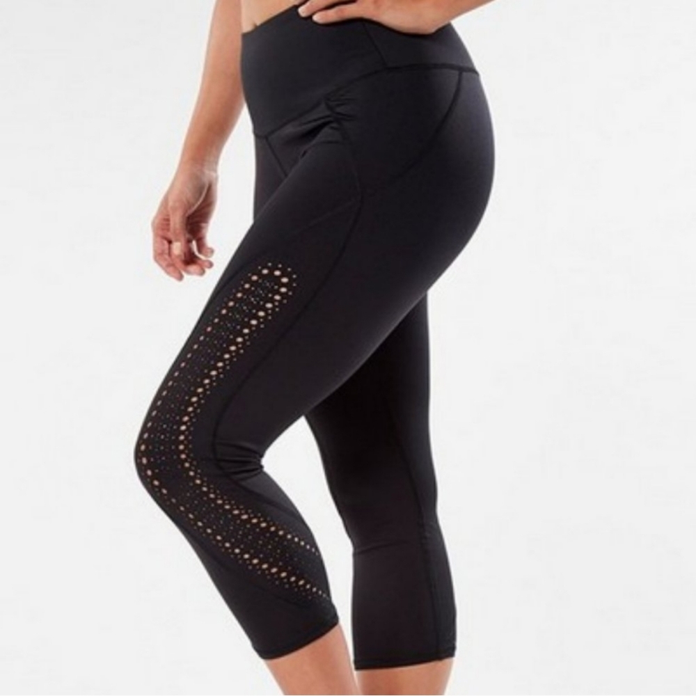 Ruby Ribbon Black Cut Out Athletic Leggings Size XL